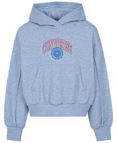Converse Kids' Big Girls Varsity Pintuck Hoodie In Blue Supermoon Heather