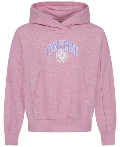 Converse Kids' Big Girls Varsity Pintuck Hoodie In Light Jellyfish Jitter Heather