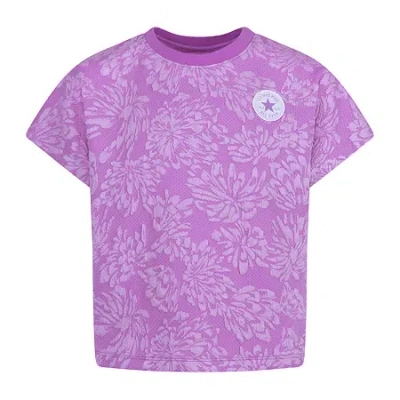 Converse Big Kid Girls Crew Neck Short Sleeve Active T-shirt In Purple