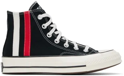 Converse Black Chuck 70 Archival Stripes High Top Sneakers In Black/red/vintage Wh