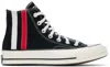 Converse Striped Lace High-top Casual Shoes In Black/red/vintage Wh