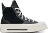 Converse Gender Inclusive Chuck 70 De Luxe Square Toe Platform High Top Sneaker In Black/black/egret