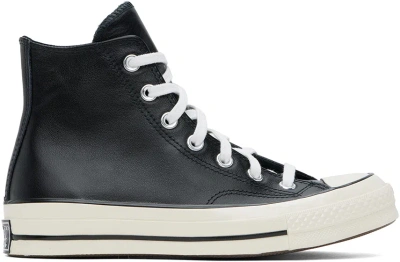 Converse Black Chuck 70 Leather High Top Sneakers In Black/white/egret