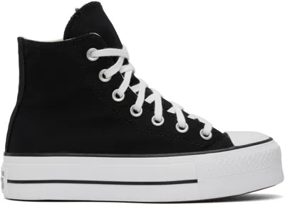 CONVERSE BLACK CHUCK TAYLOR ALL STAR CANVAS PLATFORM HIGH TOP SNEAKERS