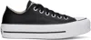 CONVERSE BLACK CHUCK TAYLOR ALL STAR LEATHER PLATFORM LOW TOP SNEAKERS
