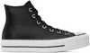 CONVERSE BLACK CHUCK TAYLOR ALL STAR LIFT LEATHER HIGH TOP SNEAKERS