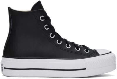 Converse Black Chuck Taylor All Star Lift Leather High Top Sneakers In Black/black/white