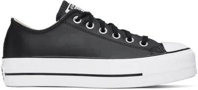 CONVERSE BLACK CHUCK TAYLOR ALL STAR PLATFORM LEATHER SNEAKERS