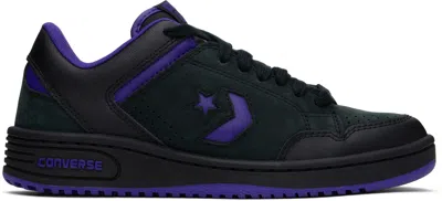 Converse Black  Weapon Leather Low Top Sneakers In Black/night Indigo/b