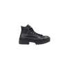 Converse Black Leather Ankle Boots In Multi
