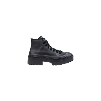 Converse Black Leather Ankle Boots In Multi
