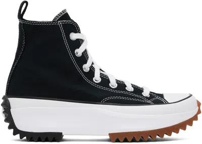 Converse Black Run Star Hike High Top Sneakers In Black/white/gum