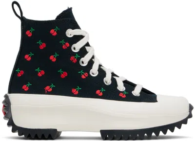 Converse Black Run Star Hike Platform Cherries High Top Sneakers In Red/black
