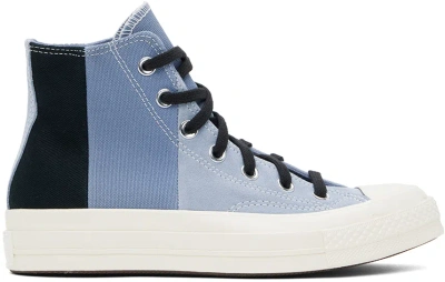 Converse Blue & Navy Chuck 70 Patchwork Suede High Top Sneakers In Rainy Daze/thunder D