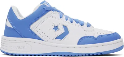 CONVERSE BLUE & WHITE WEAPON LOW TOP SNEAKERS