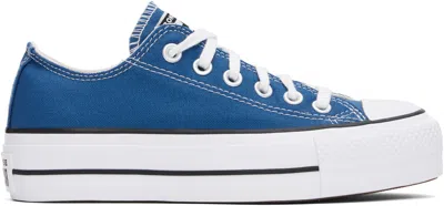 Converse Blue Chuck Taylor All Star Lift Platform Low Top Sneakers In Armr Blue/wht/blk