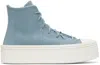 Converse Round Head Strapped High-top Casual Sneakers In Blue/egret/egret