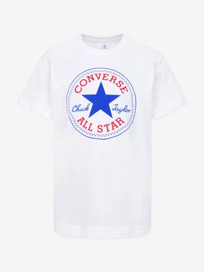 Converse Kids'  Boys Cotton Logo Print T-shirt In White