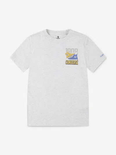 Converse Kids' Boys Retro Front Back Trainers T-shirt In Grey