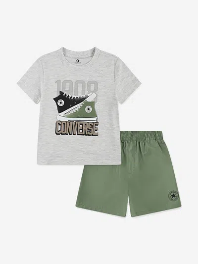 Converse Kids' Boys Retro Remix T-shirt And Shorts Set In Gray