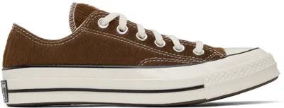Converse Brown Chuck 70 Premium Leather Sneakers In Brown/brown/egret