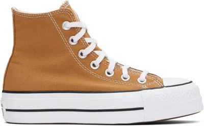 Converse Brown Chuck Taylor All Star Lift Platform High Top Sneakers In Fawn/tobacco