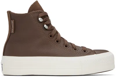 Converse Brown Chuck Taylor All Star Lift Sneakers In Bear Nap/egret/black