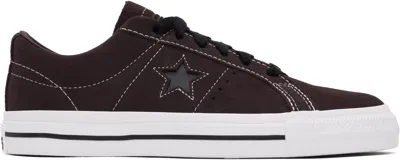 Converse Burgundy Cons One Star Pro Low Top Sneakers In Rugged Brown/black/w