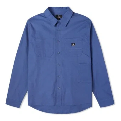 Converse Carpenter Pocket Button Down Long Sleeve Shirt 'vintage Blue'