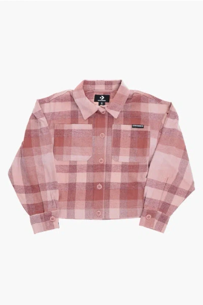 Converse Checked Relaxed Boxy Overshirt With Double Breast Pocket In Multi
