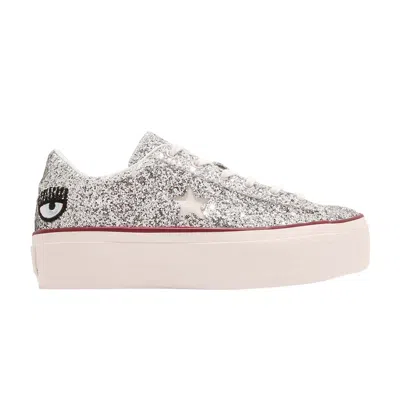 Pre-owned Converse Chiara Ferragni X Wmns One Star Platform Ox 'glitter' In Silver