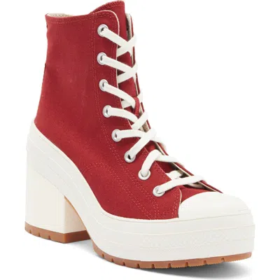 Converse Chuck 70 De Luxe Block Heel Sneaker In Park Red/natural Ivory/black