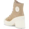 Converse Chuck 70 De Luxe Block Heel Sneaker In Warm Clay/egret Calf Hair