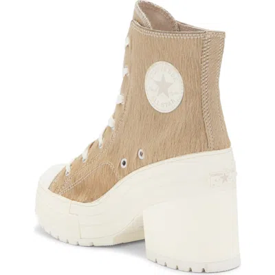 Converse Chuck 70 De Luxe Block Heel Sneaker In Warm Clay/egret Calf Hair