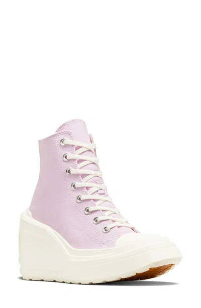 Converse Chuck 70 De Luxe High Top Wedge Trainer In Stardust Lilac/ Egret/ Black