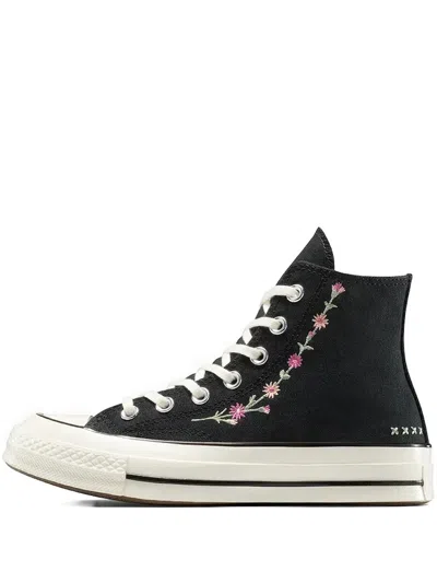 Converse Chuck 70 Floral-embroidered Sneakers In Black