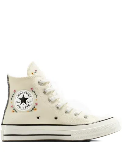 Converse Chuck 70 Floral-embroidered Sneakers In Neutral