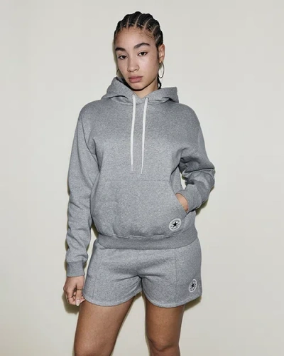 Converse Chuck Patch Hoodie In Gray