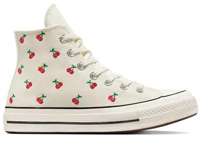 Pre-owned Converse Chuck Taylor All Star 70 Hi Cherries (women's) Sneakers In Egret/red/green
