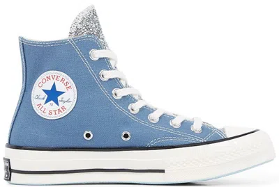Pre-owned Converse Chuck Taylor All Star 70 Hi Chiara Glitter (women's) Sneakers In Blue Coast/silver/egret