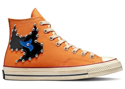 Pre-owned Converse Chuck Taylor All Star 70 Hi Come Tees Orange Sneakers In Sun Orange/egret/black