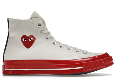 Pre-owned Converse Chuck Taylor All Star 70 Hi Comme Des Garcons Play Midsole Sneakers In Pristine/red/egret