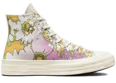Pre-owned Converse Chuck Taylor All Star 70 Hi Crafted Florals (women's) Sneakers In Beyond Pink/olive Aura/egret