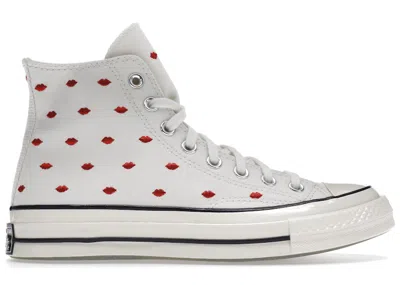 Pre-owned Converse Chuck Taylor All Star 70 Hi Embroidered Lips Sneakers In Vintage White/university Red