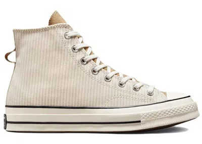 Pre-owned Converse Chuck Taylor All Star 70 Hi Hickory Stripe Sneakers In Desert Sand/egret