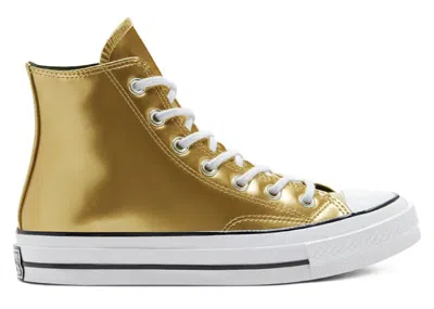 Pre-owned Converse Chuck Taylor All Star 70 Hi Industrial Glam (women's) Sneakers In Gold/black/egret