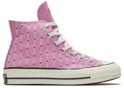 Pre-owned Converse Chuck Taylor All Star 70 Hi Love Fearlessly (women's) Sneakers In Peony Pink/egret