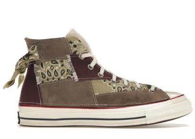 Pre-owned Converse Chuck Taylor All Star 70 Hi Paisley Patchwork Maroon Sneakers In Maroon Paisley Patchwork/egret In Multi