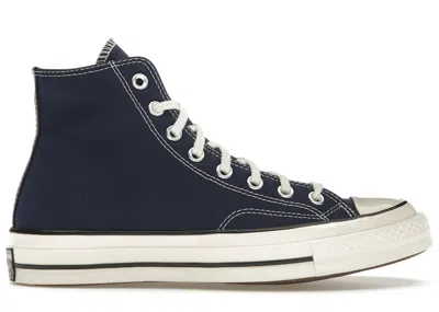 Pre-owned Converse Chuck Taylor All Star 70 Hi Recycled Canvas Sneakers In Midnight Navy Blue/egret/black