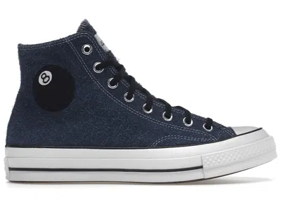 Pre-owned Converse Chuck Taylor All Star 70 Hi Stussy 8ball Sneakers In Sargasso Sea/white/black
